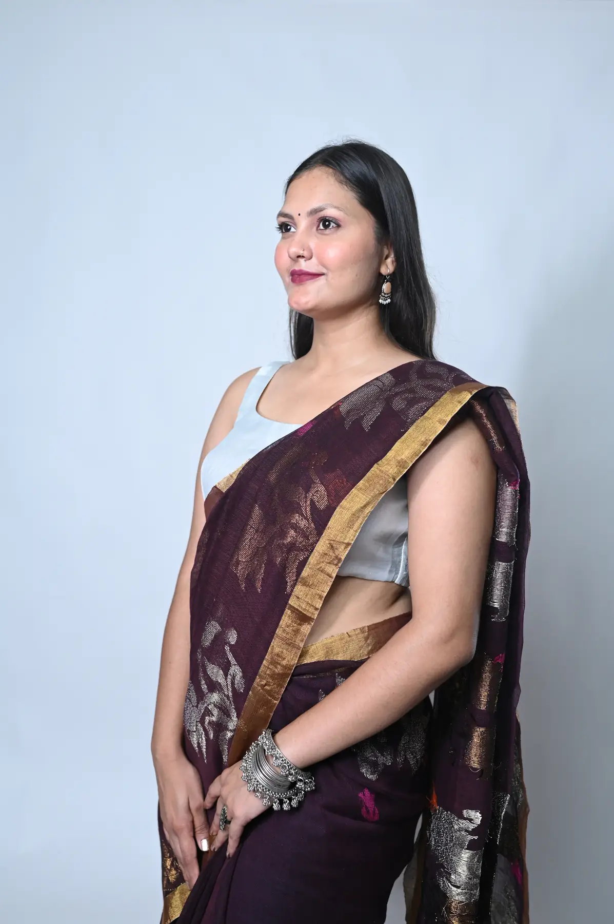 pure linen by linen handloom jamdani saree