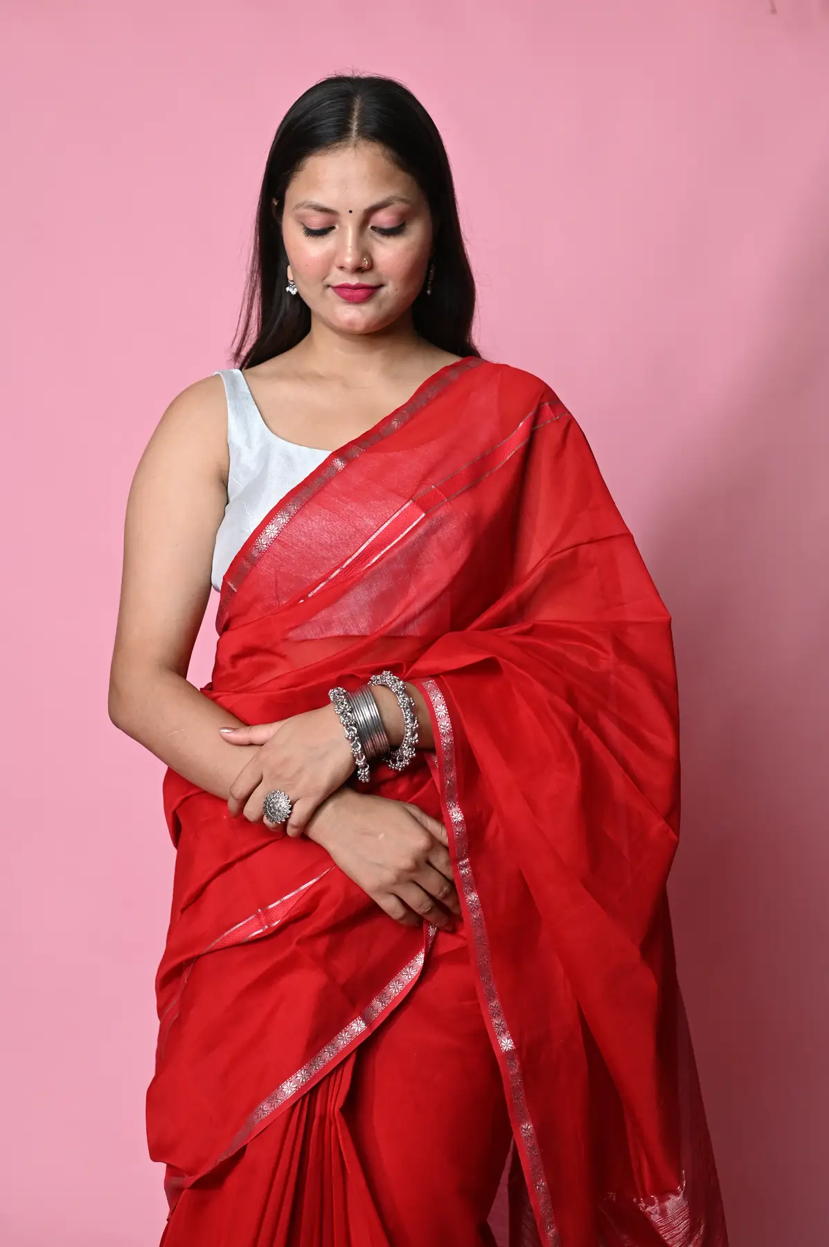 Maheshwari cotton silk handloom saree