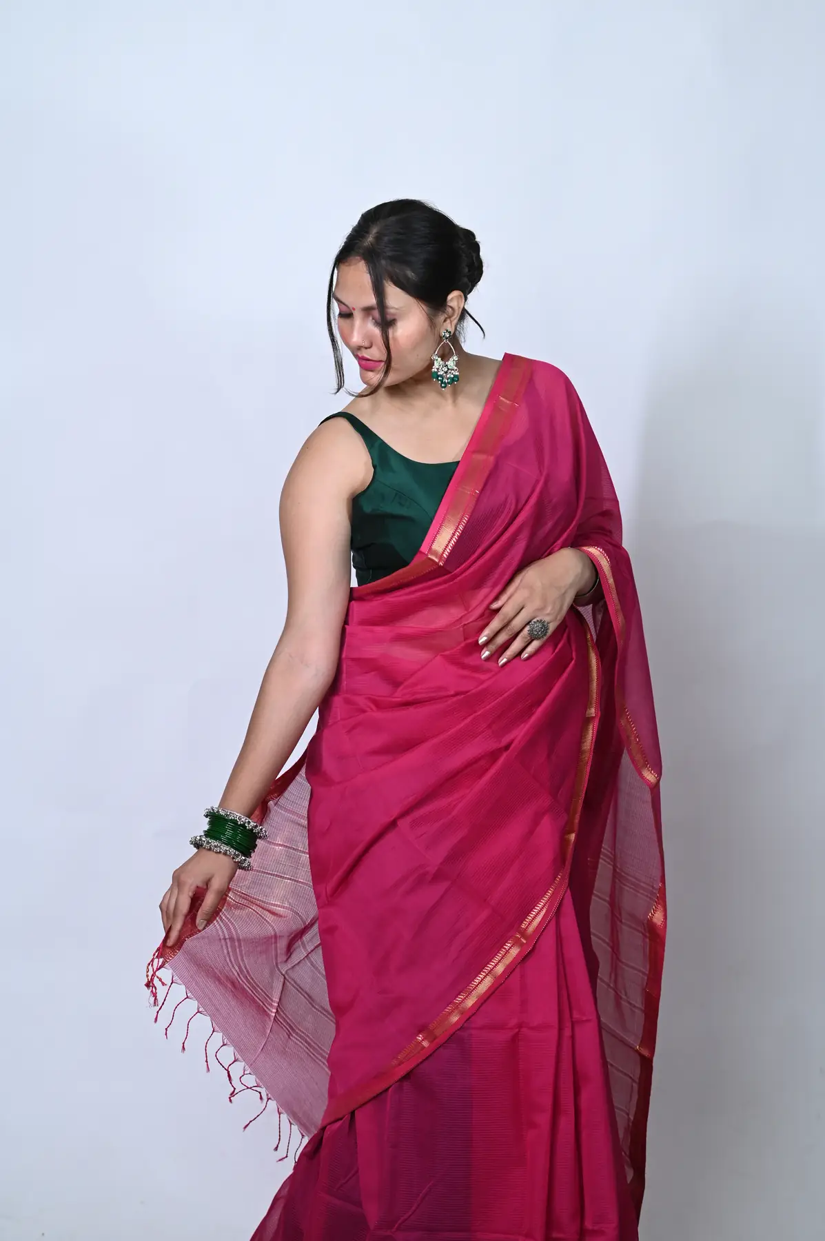 Maheshwari cotton silk handloom saree