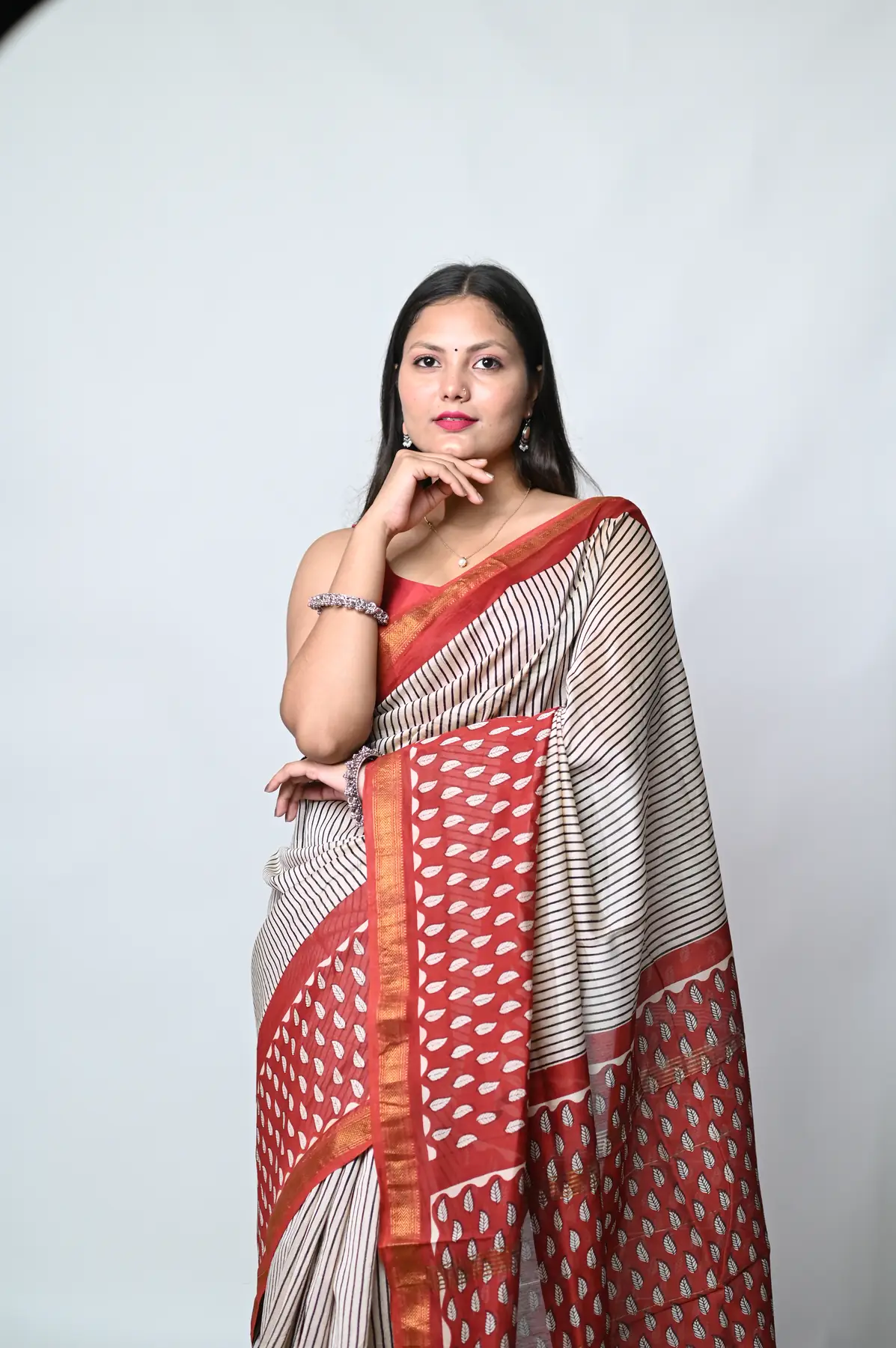 silk cotton hand block saree