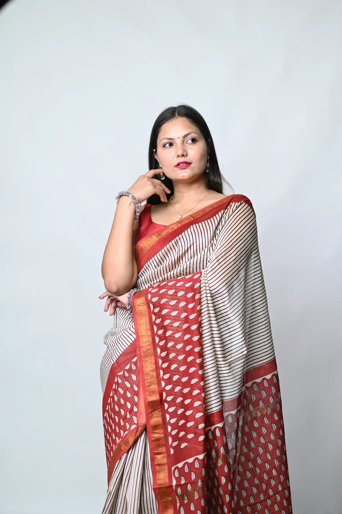 silk cotton hand block saree