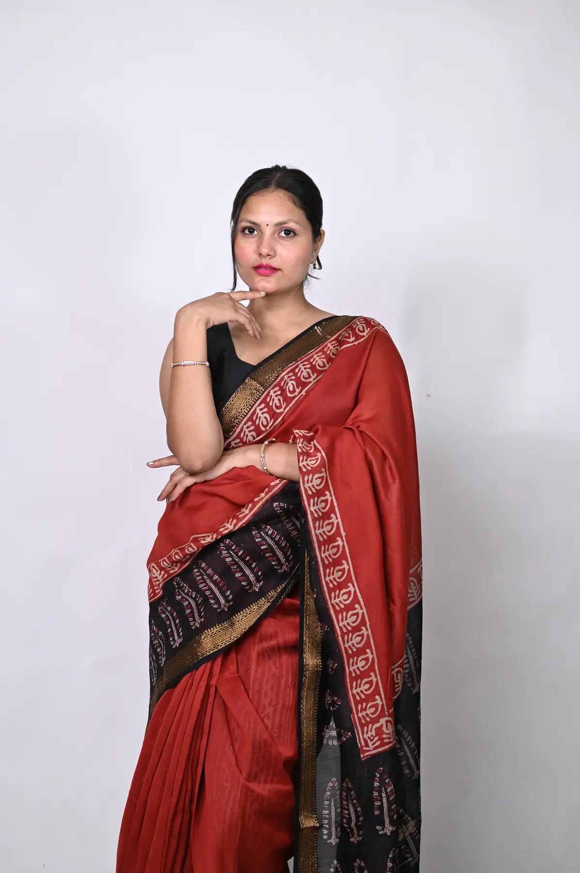 cotton silk hand block saree