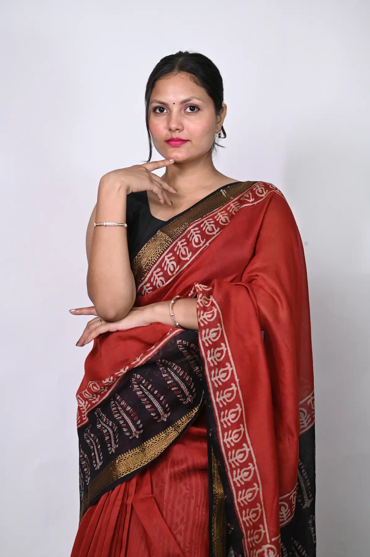 cotton silk hand block saree
