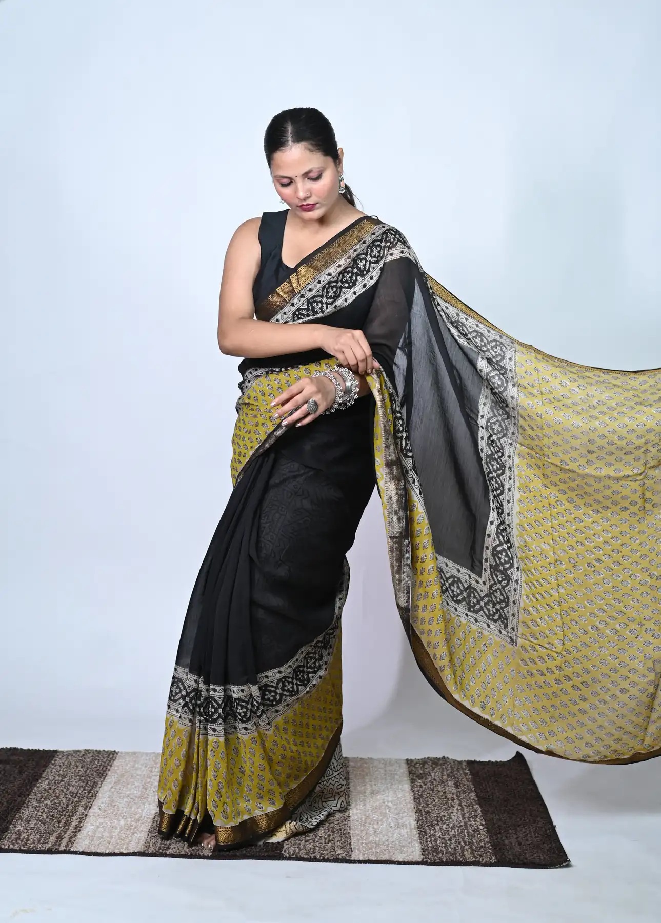 cotton silk hand block saree