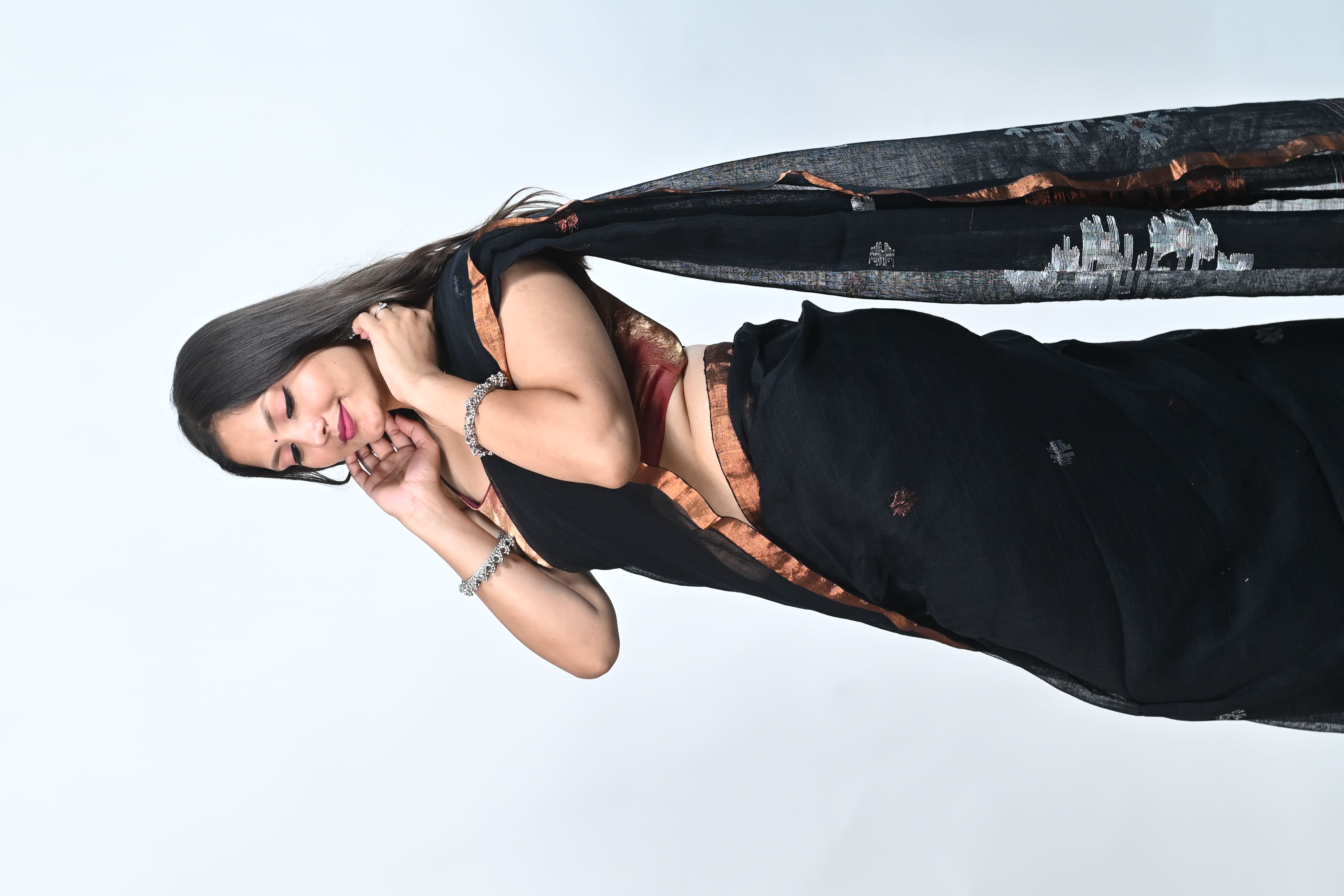 Linen by linen handloom saree, zari weaving