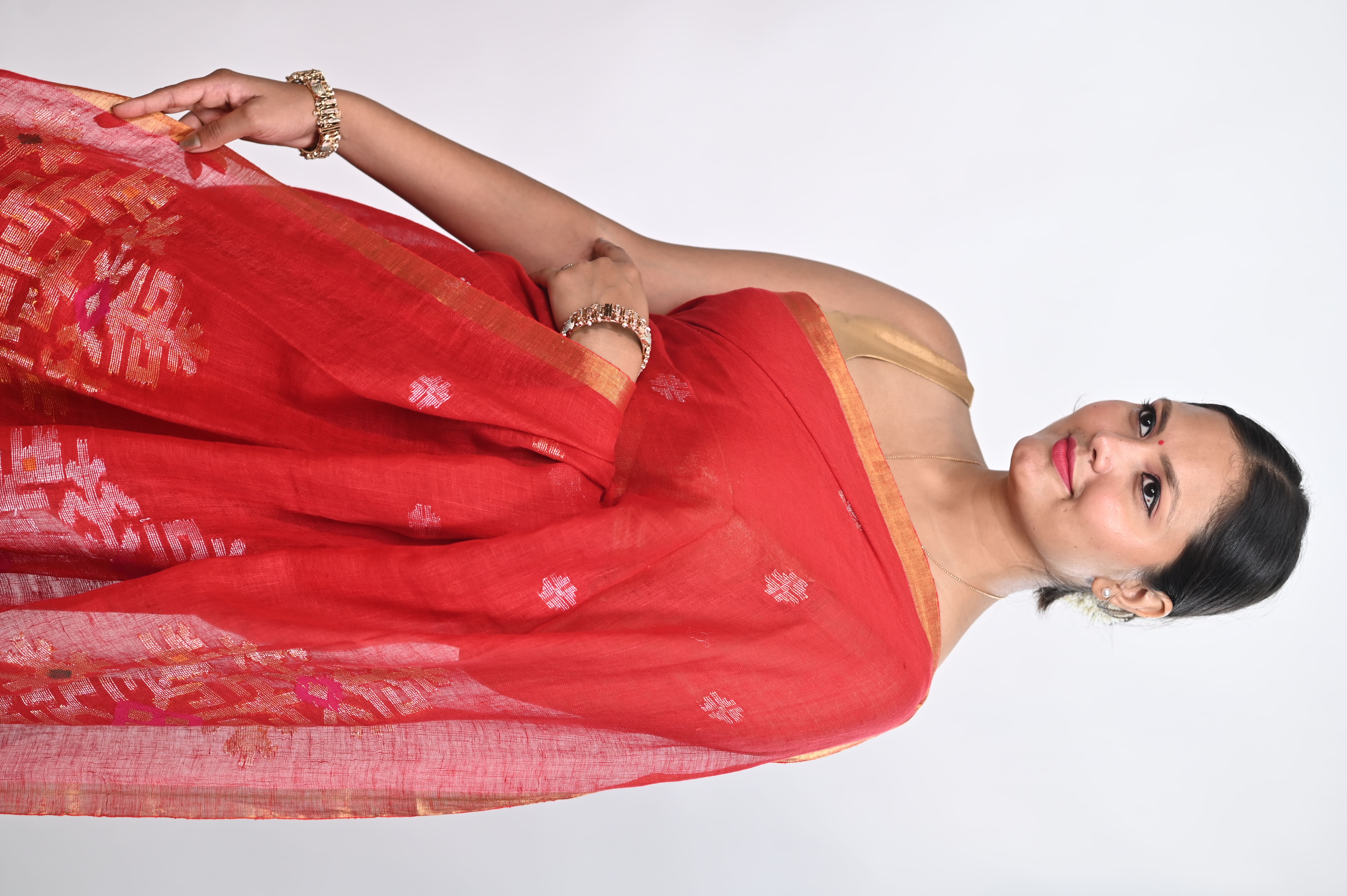 Linen by linen handloom saree, zari weaving