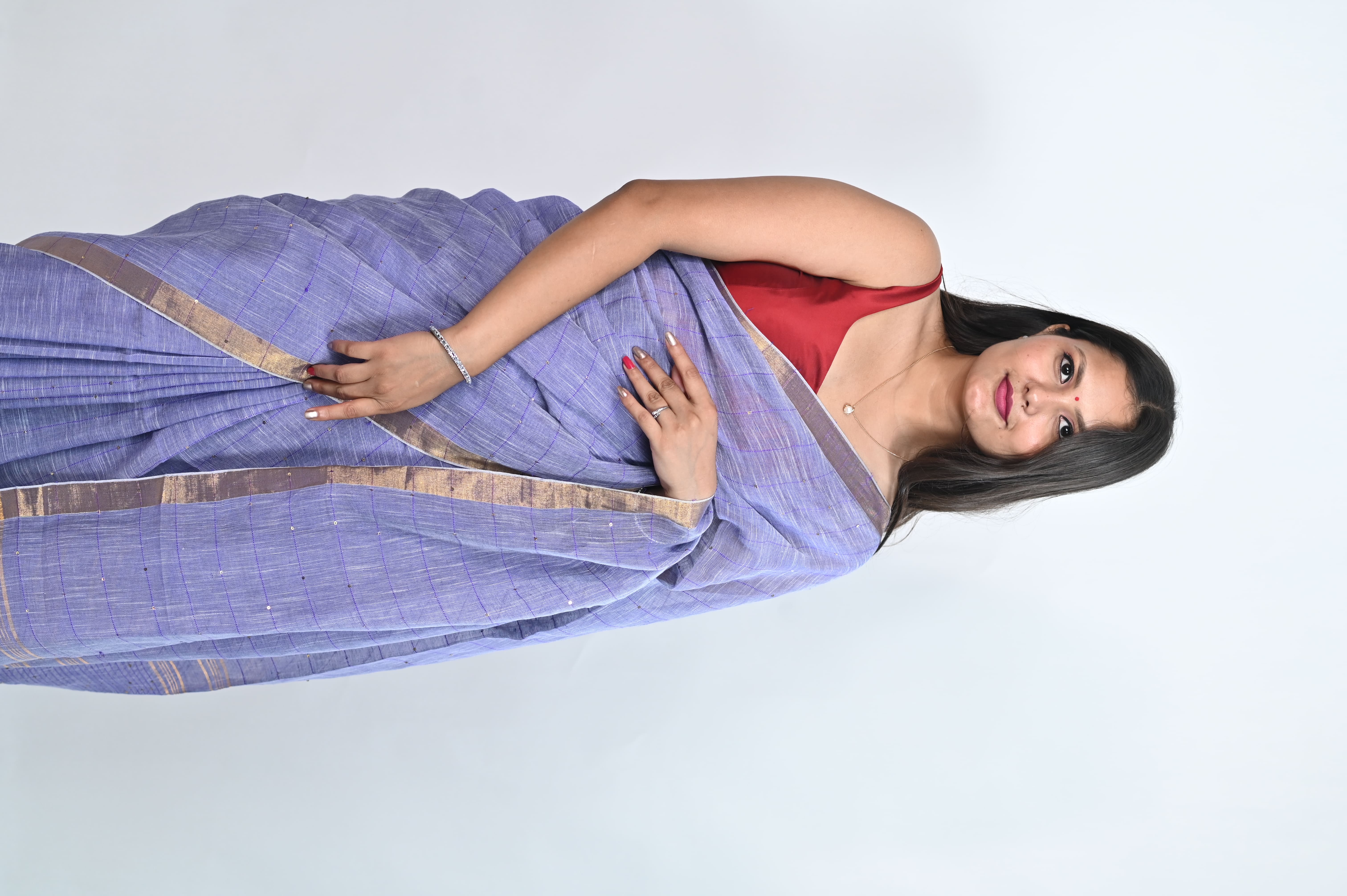 Biyahuti Linen by Linen Handloom Saree with Elegant Sequin Work