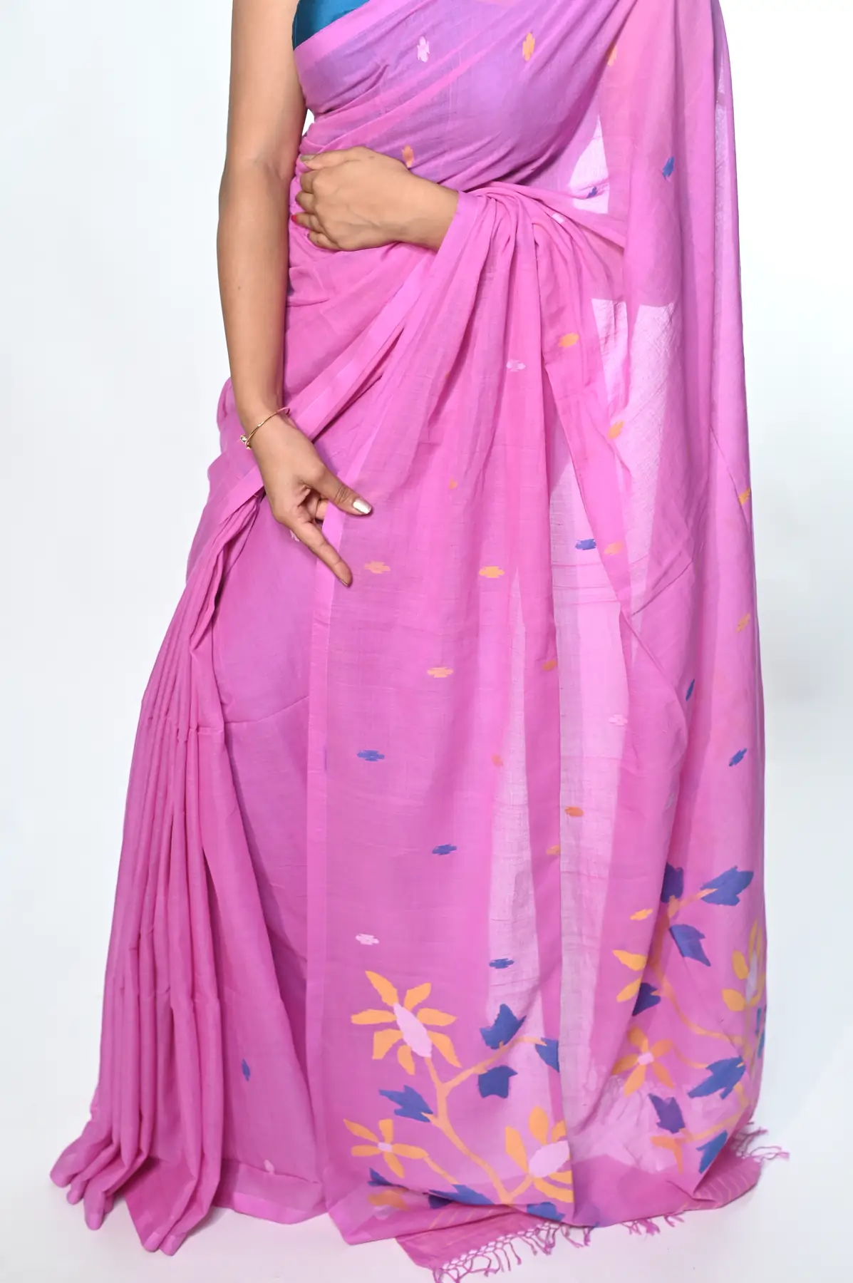 mulmul cotton needle work Handloom jamdani saree