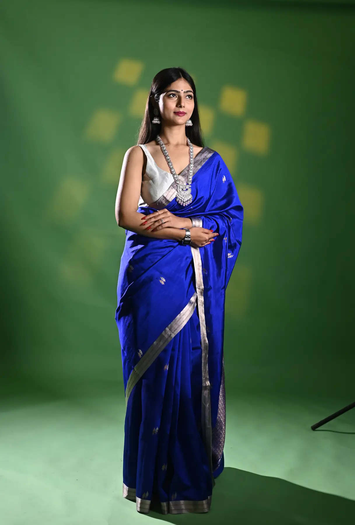 Handloom pure katan banarasi blue saree