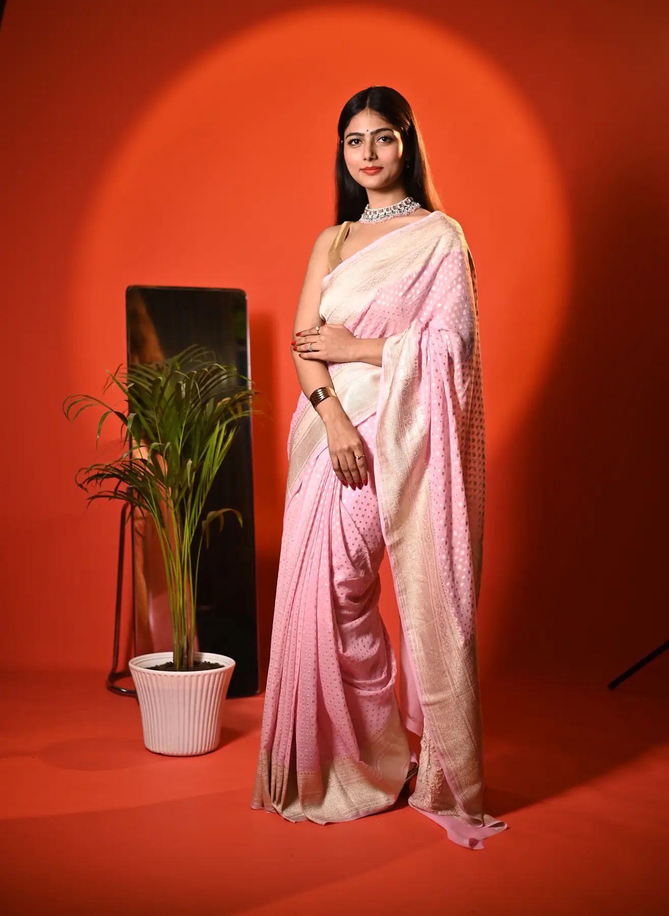 Handloom pure khaddi banarasi georgette saree