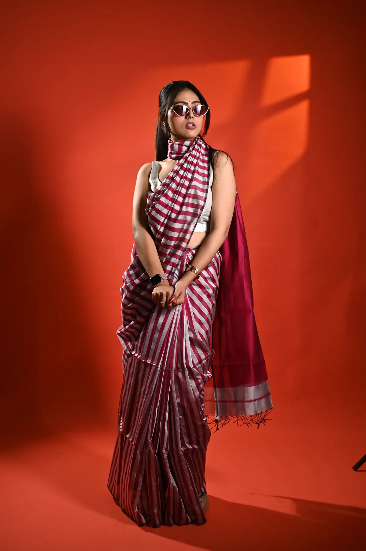 Handloom maheshwari cotton silk saree