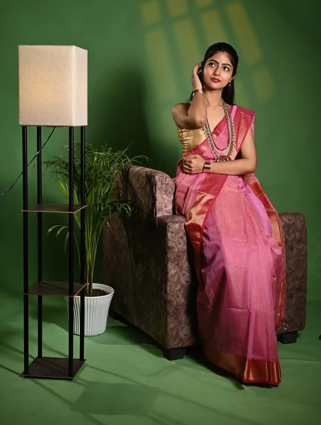 Handloom maheshwari tissue silk saree