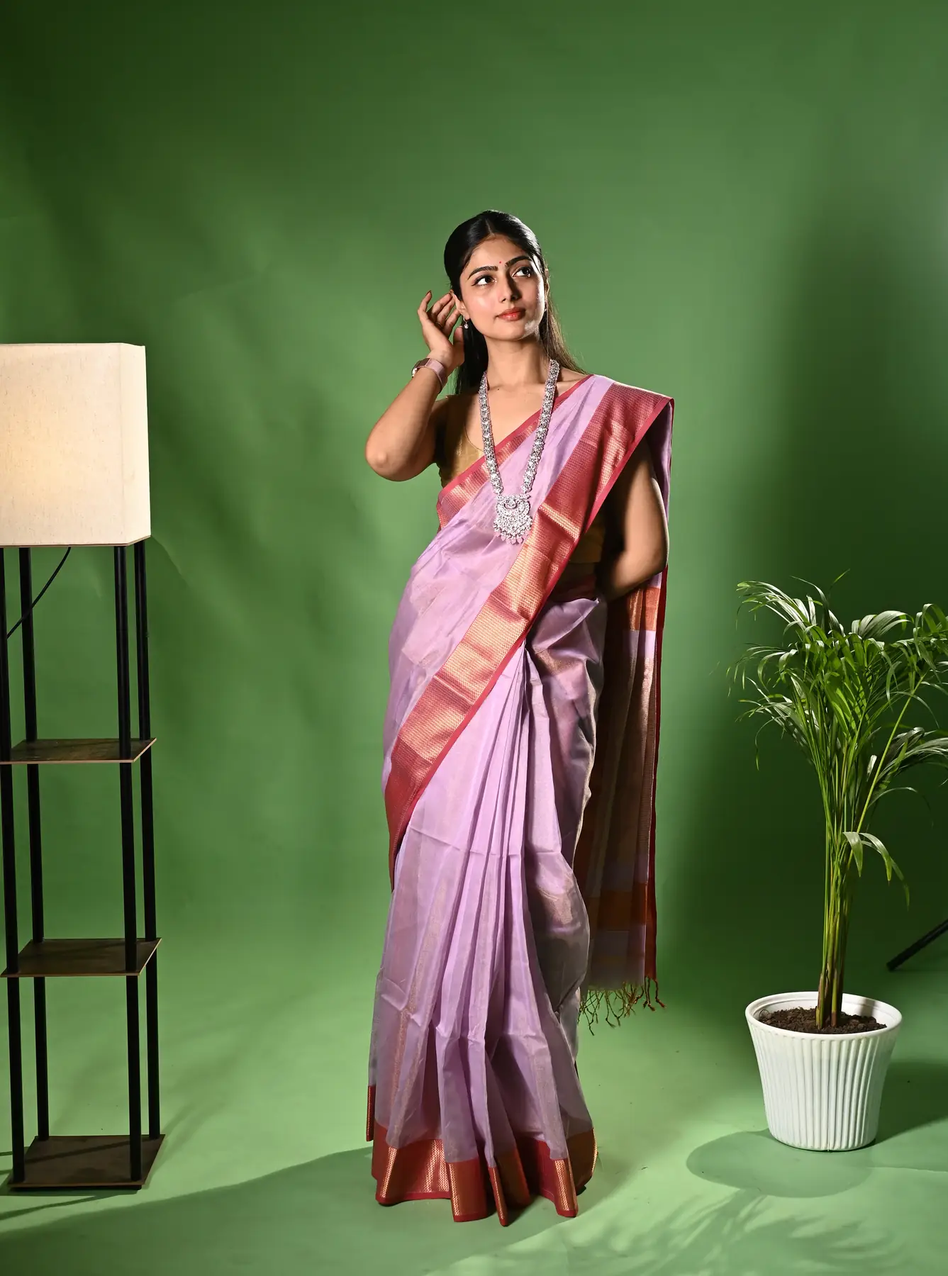 Handloom maheshwari tissue silk saree
