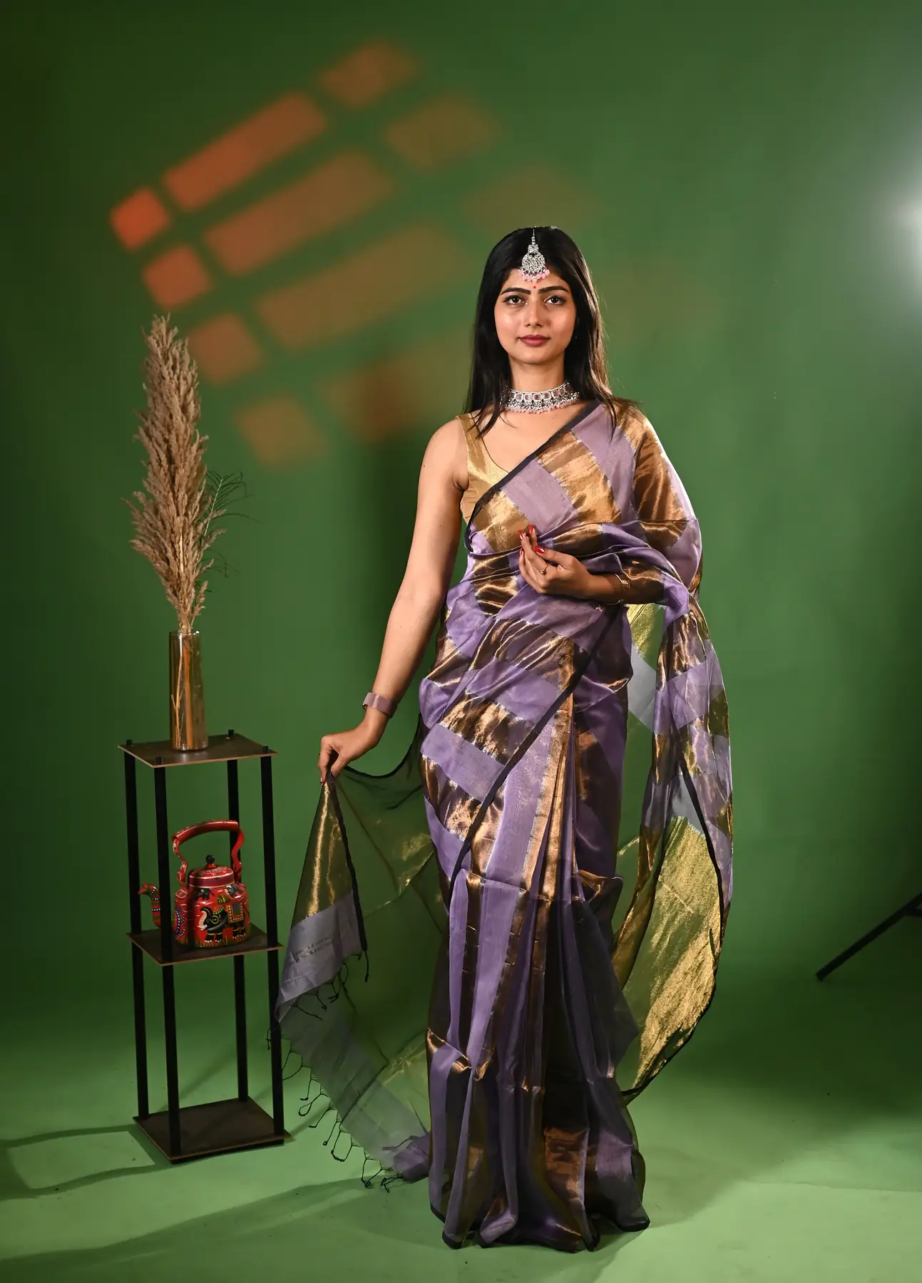 Handloom Maheshwari Organza Tissue Saree